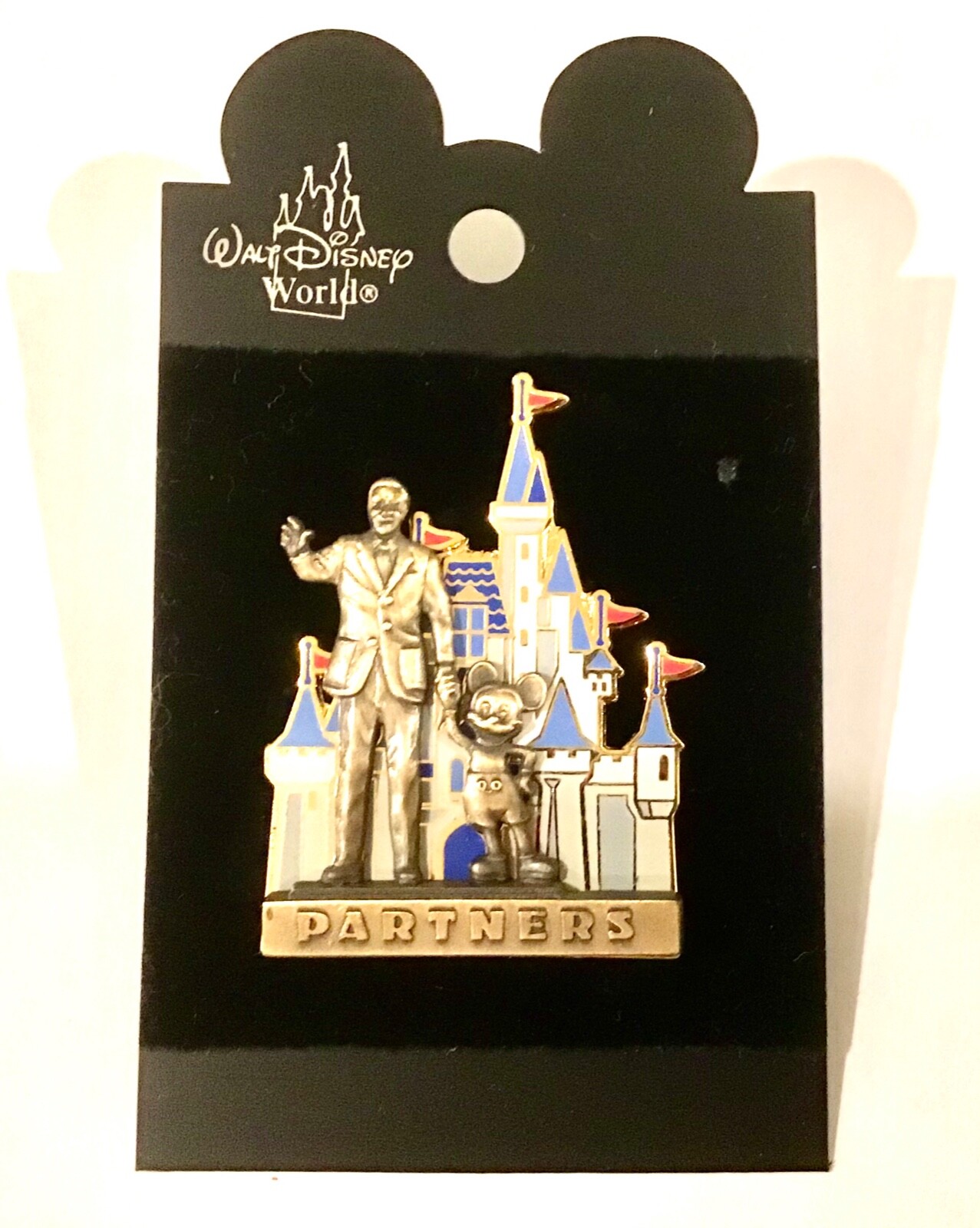 WDW Partners Walt Disney and Mickey Mouse Statue Pin Cinderella’s Castle At Back