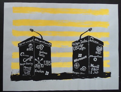 PRESIDENTIAL DEBATES Signed Screenprint Poster Highlights Corporate Influence