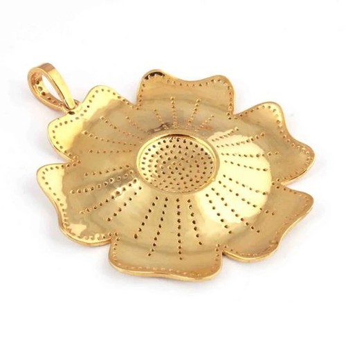 925 Sterling Silver Jewelry Natural Pave Diamond Flower Pendant Mother Day Gifts - Picture 7 of 7