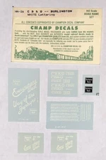 CHAMP HO DECAL-BURLINGTON/CB&Q ROADNAME SET - WHITE LETTERING - #HN-26