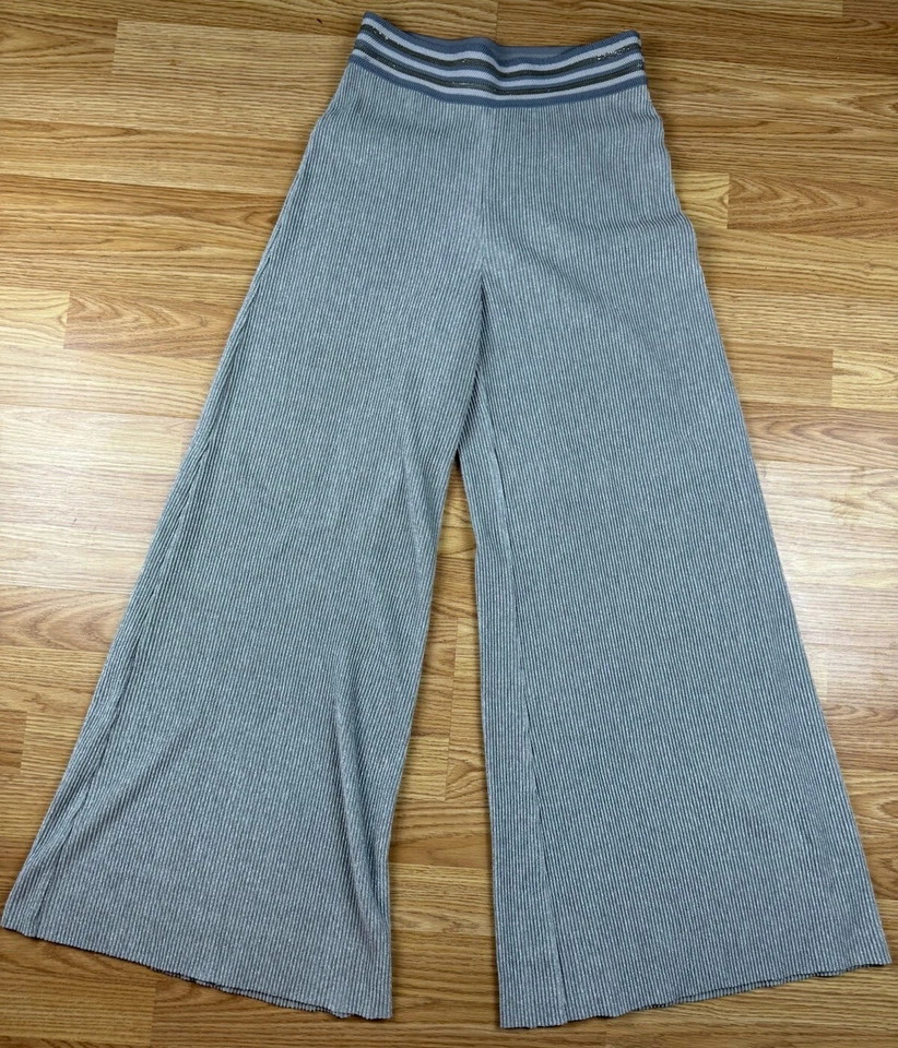 Pantalones Anthropologie Mujer Talla XS Etienne Gris Metálico Cintura Alta Pierna Ancha Foto 2 de 4