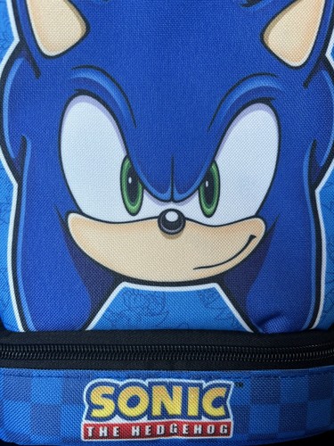 Sonic The Hedgehog Dual 2 Compartment Zippered Lunch Box Bag School Kids Boys - Picture 9 of 10