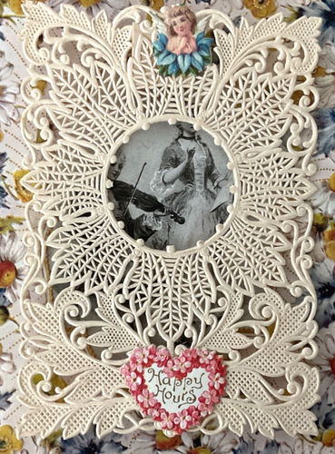 Antique 1909 Victorian Valentine Paper Lace Vintage Card - Picture 3 of 9