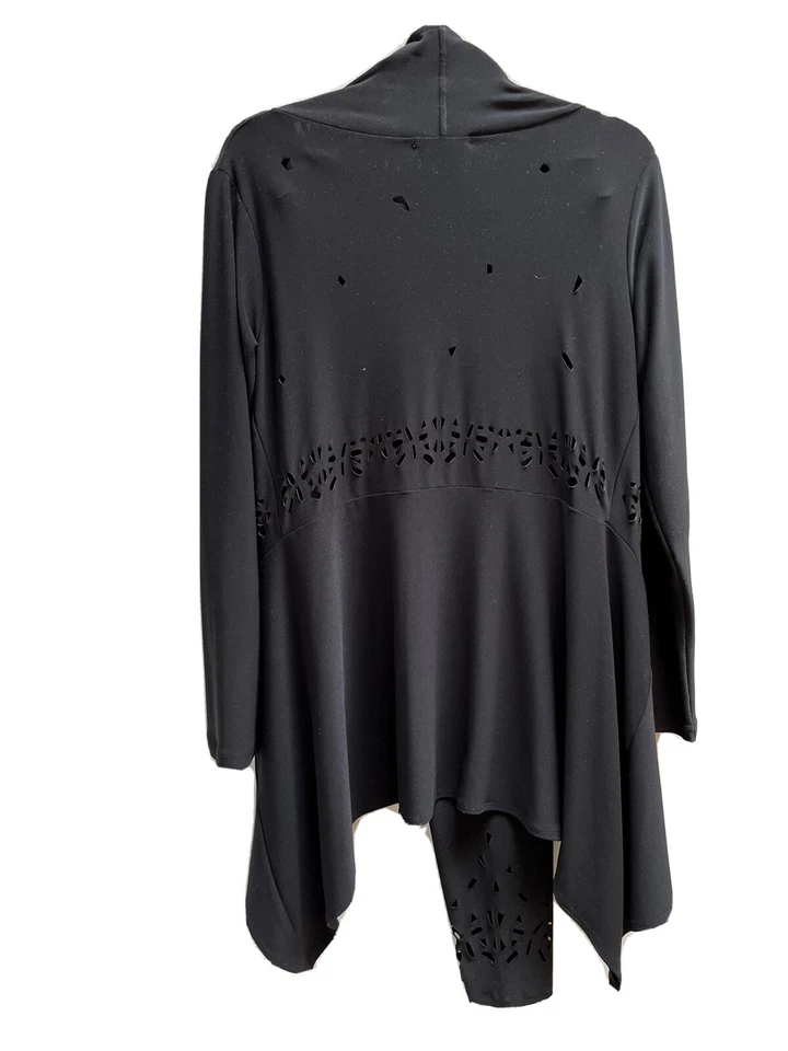 SYMPLI 2 件套 6 码黑色球衣激光镂空开襟开衫 + PullonPants — 第 3/4 张图片