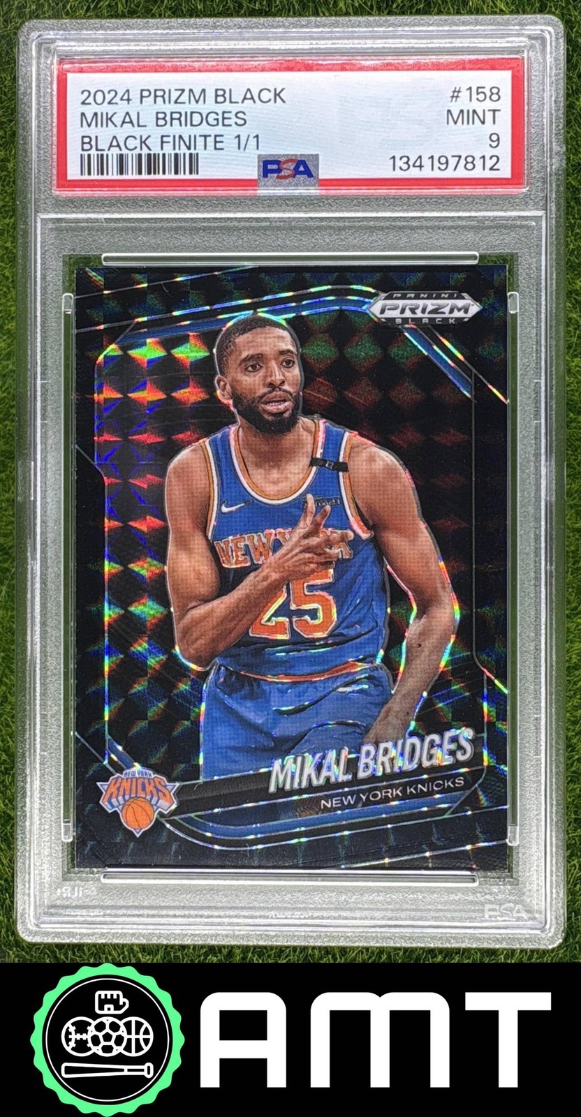 Mikal Bridges 2024-25 Panini Prizm Black Finite 1/1 PSA 9