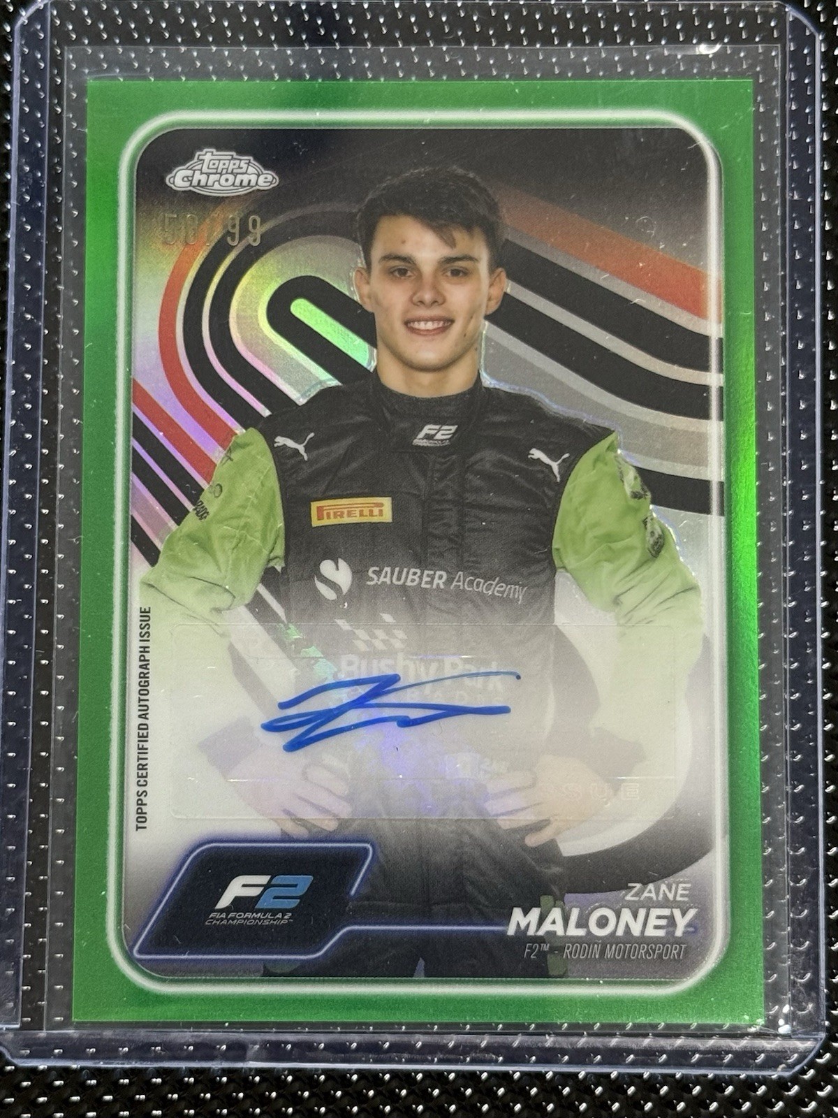 2024 Topps Chrome Formula 1 F1 Zane Maloney Green 58/99 Auto #CAC-MAL