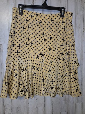 EUC Jana Kos size 10 Flare Knee Flounce Skirt A-line 100% Silk