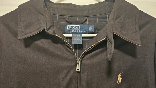 Vintage Polo Ralph Lauren Harrington Jacket Mens Large Black Plaid Lined - Picture 2 of 4