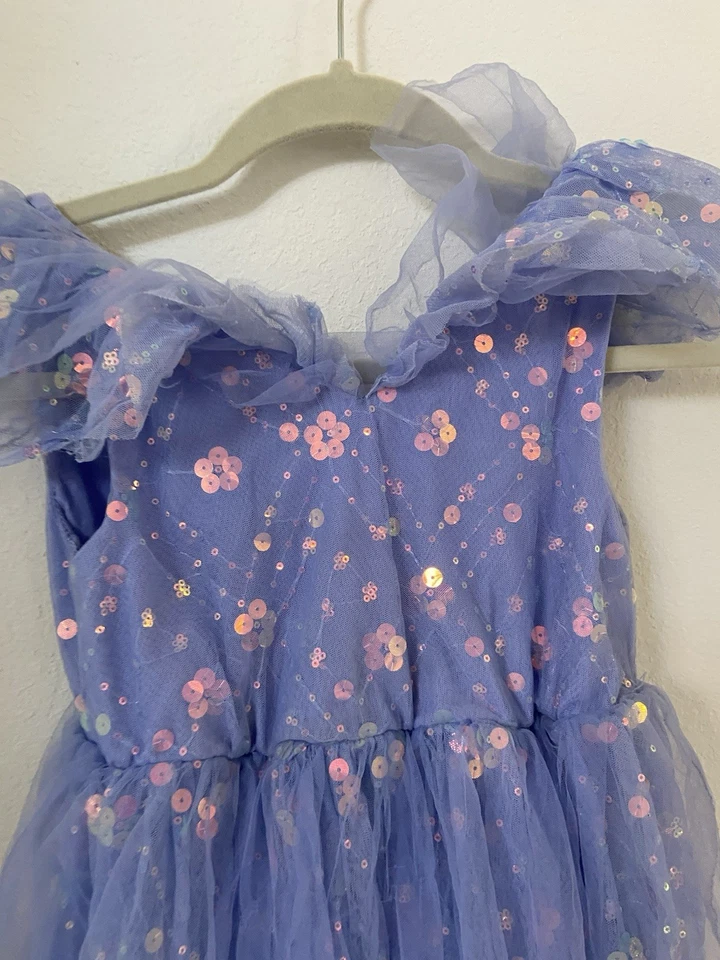 Vestido de Tul Lavanda Lentejuelas Flor Niña Talla 8 Formal Fiesta Princesa Baile Foto 3 de 4