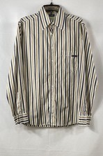 D&G Dolce & Gabbana Men's Tan Black Striped Cotton Dress Shirt Italy Size L