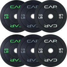 CAP 2-Inch Olympic Bumper Plate Weight Set  100-370 Lbs  Multiple Colors  Sto