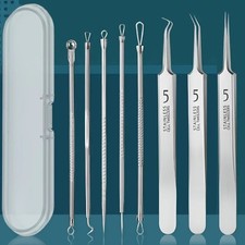 8PCS Blackhead Remover Kit Stainless Steel Acne Blemish Extractor Tools