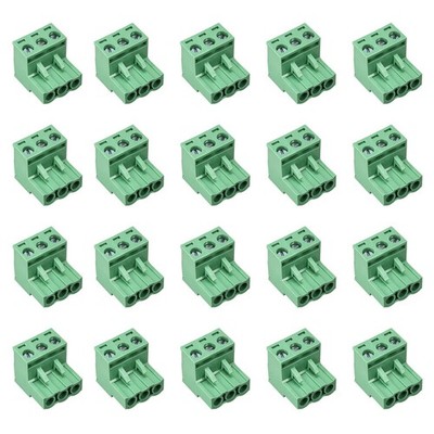 Cermant 20 pcs 3 Pin 5.08mm Pitch Pluggable PCB Angle Screw Terminal Block Pl...