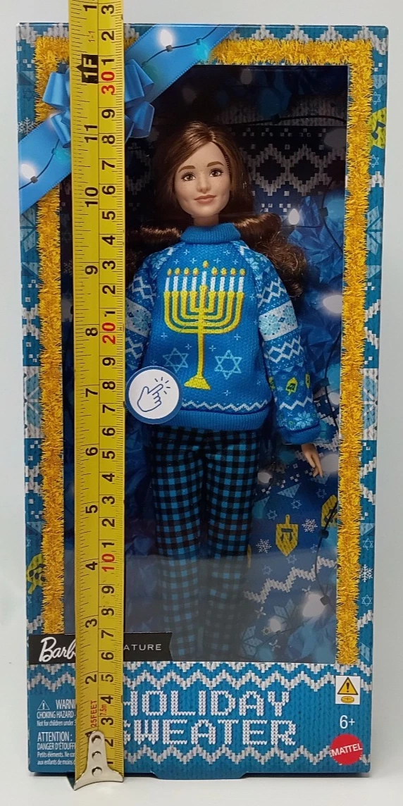 Barbie Signature Ugly Holiday Sweater Blue LightUp Hanukkah Menorah 2026 IN HAND