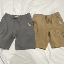 Weatherproof Boys Cargo Shorts Lot of 2 Size 5 Gray/Tan Elastic Waist Drawstring