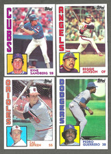 1984 Topps #596 Ryne Sandberg #490 Cal Ripken #100 Reggie Jackson #90 4card lot