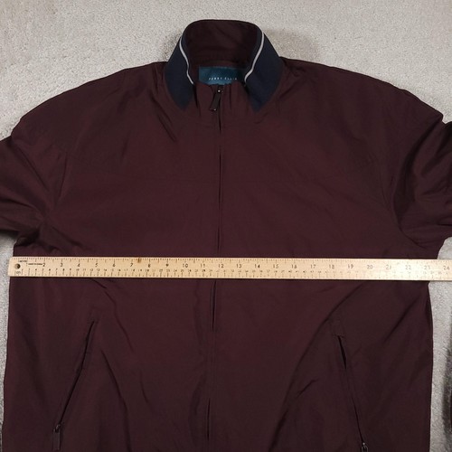 Perry Ellis Jacket Mens Large Full Zip Bomber Windbreaker Polyester Navy Trim - Picture 7 of 12
