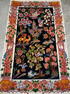 2'x3'3'' Fine Hand-Knotted Wool & Silk Tabrize Rug