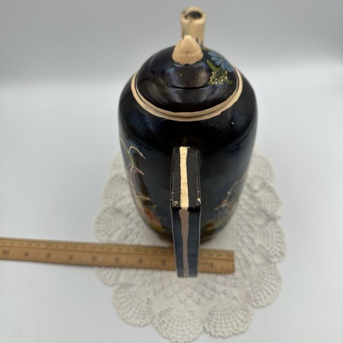 VTG RARE 1940s Hand-Painted Tlaquepaque Black Coffee Pot Colorful Scene MEXICO - Bild 9 von 9