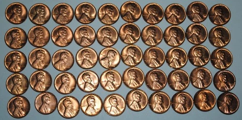 1954 P  RED BU LINCOLN CENT ROLL