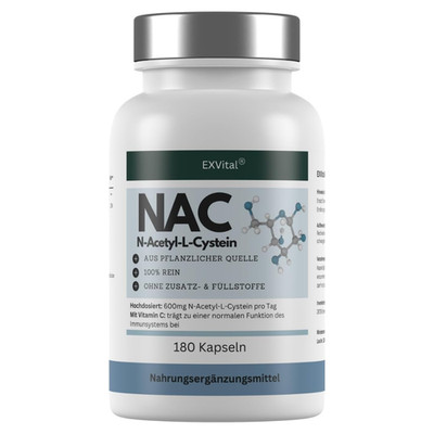 NAC Kapseln, hochdosiert mit 600mg pro Kapsel, 180 Stück von Exvital