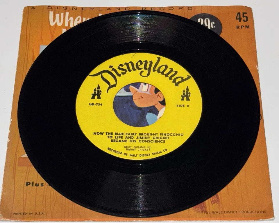 Pinocchio: When You Wish Upon A Star 1961 Vinyl 7” EP Disney Little Gem RARE EX - Image 4 of 4