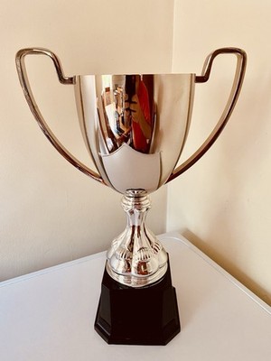   Große Silber Trophäe 15,5'' Ungraviert Nickel Vintage Gebraucht Auszeichnungen Trophäen #H