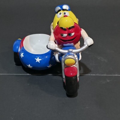 M&M's Cera Dish Motorcycle and Sidecar Red White & Blue Easy Rider