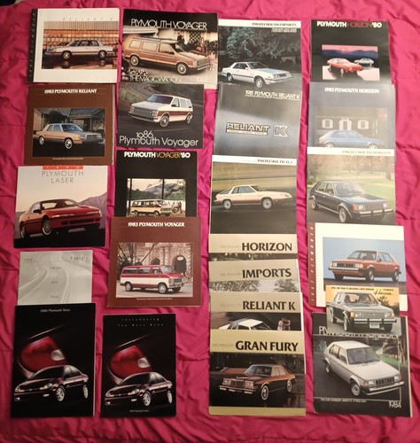 23 Lot Vintage Plymouth Car Dealership Brochures Various Models From 1980's-2000