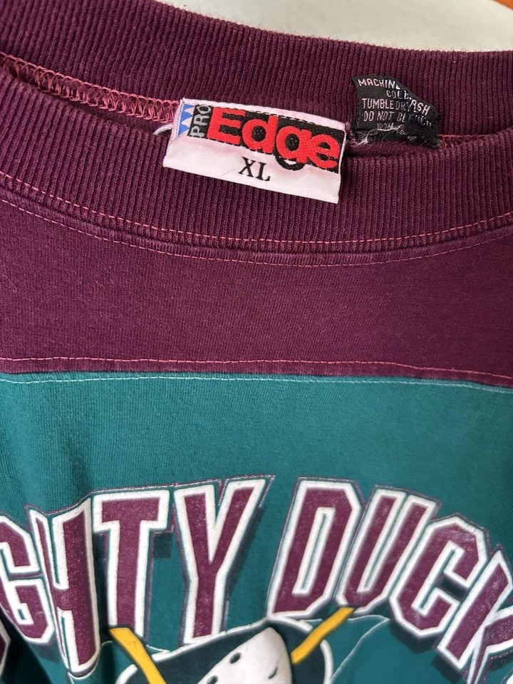 Suéter Jersey De Colección Raro EDGE XL Mighty Ducks Anaheim Hockey Algodón Ropa de Entrenamiento Foto 2 de 4