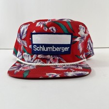Vintage 1990s Pacific Floral Print Schlumberger Snapback Hat Promo Classic's