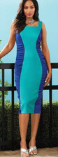 16W PLUS Ashro Aqua Blue Formal Wedding Church Jeria Ruched Colorblock Dress