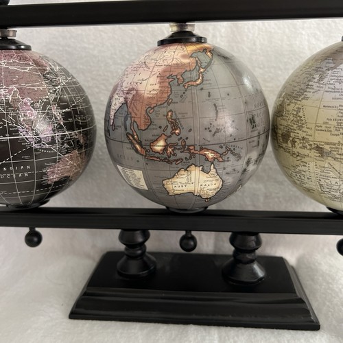 Three Decorative World Globes in One Piece Vintage World Globe Trio for Decor - Picture 3 of 12