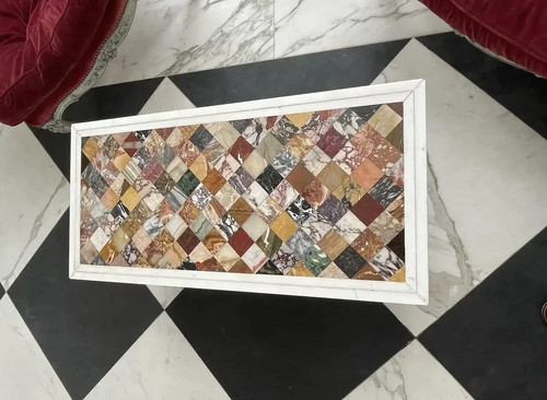 Mid-Century Modern Specimen Marble Coffee Table – Pietra Dura, Italian Marble - Picture 3 of 4