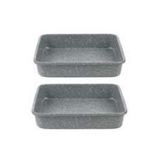 Salter Marblestone Square Cake Tin Set Of 2 23cm Non-Stick PFOA-Free Coating