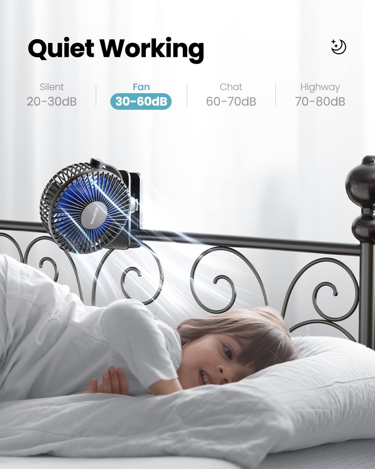 Portable Clip on Fan Battery Operated, Small Powerful 3 Speed Quiet 360° Rotate,