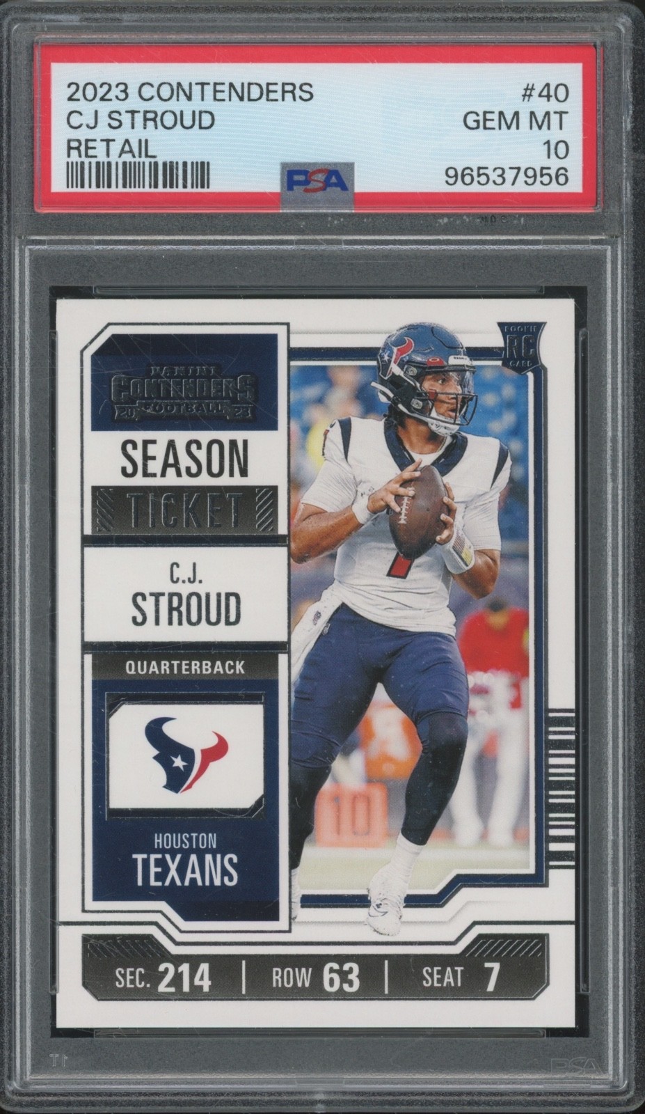 2023 Panini Contenders Retail #40 CJ Stroud RC Rookie Gem Mint PSA 10 view 1