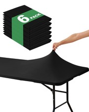 Fitted Tablecloth Rectangle Table Cloths with Elastic, 8 ft, Black, 6 Pack ...