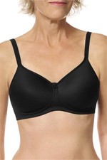 Amoena Women's US Size 44C Mara Padded Wire-Free Mastectomy Bra Black 44865 NWT