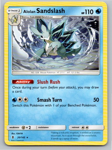 2017 POKEMON ALOLAN SANDSLASH GUARDIANS RISING 20/145 R NM A65826 FREE S&H