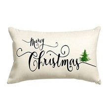 Jbralid Christmas Pillow Covers Merry Christmas Tree Linen Throw Pillow Case ...