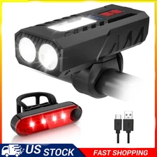 Kit Rechargeable Bright LED Bicycle Bike Front Headlight and Rear Tail Light Set