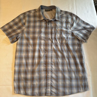 Men's Free Country Excursion Short Sleeve Poplin Shirt Size Large Blue Fog Grey