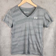 Under Armour heat gear shirt Size Small Loose Coupe Lache Suelto Gray V Neck