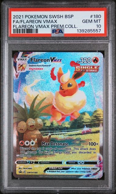 2021 POKEMON SWSH BLACK STAR PROMO #180 FA/FLAREON VMAX  PSA 10 (Q557
