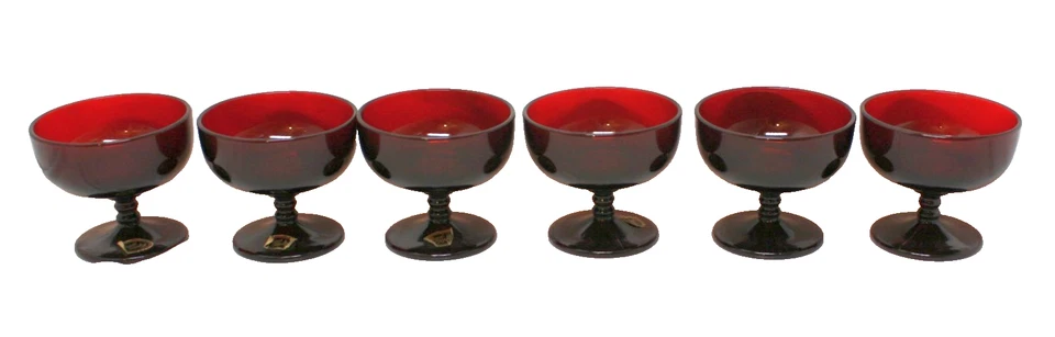 6 Vintage Anchor Hocking Royal Ruby Glass Footed Champagne/Sherbet Dish Exc-Cond - Image 2 of 4