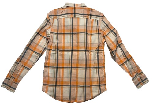 *Old Navy Button Up Plaid Shirt Teen Sz S Long Sleeve Salmon Orange NWT - Picture 2 of 13