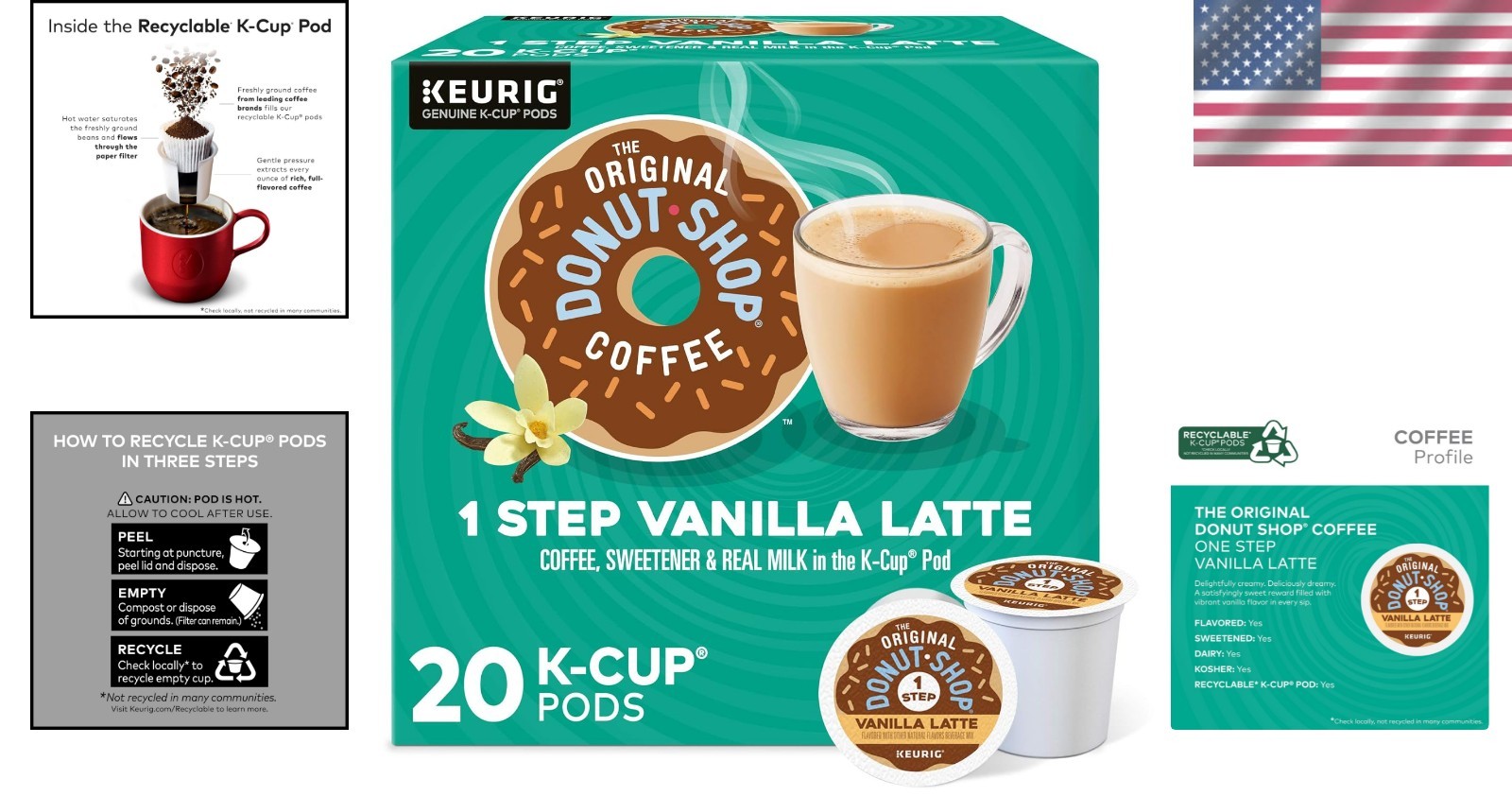 Delicious Vanilla Latte Single-Serve K-Cup Pods - 20 Count Creamy Indulgence