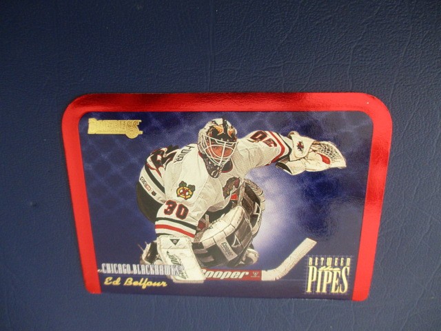 1995-96 Donruss BETWEEN THE PIPES ED BELFOUR Hawks Stars Maple Leafs Panthers