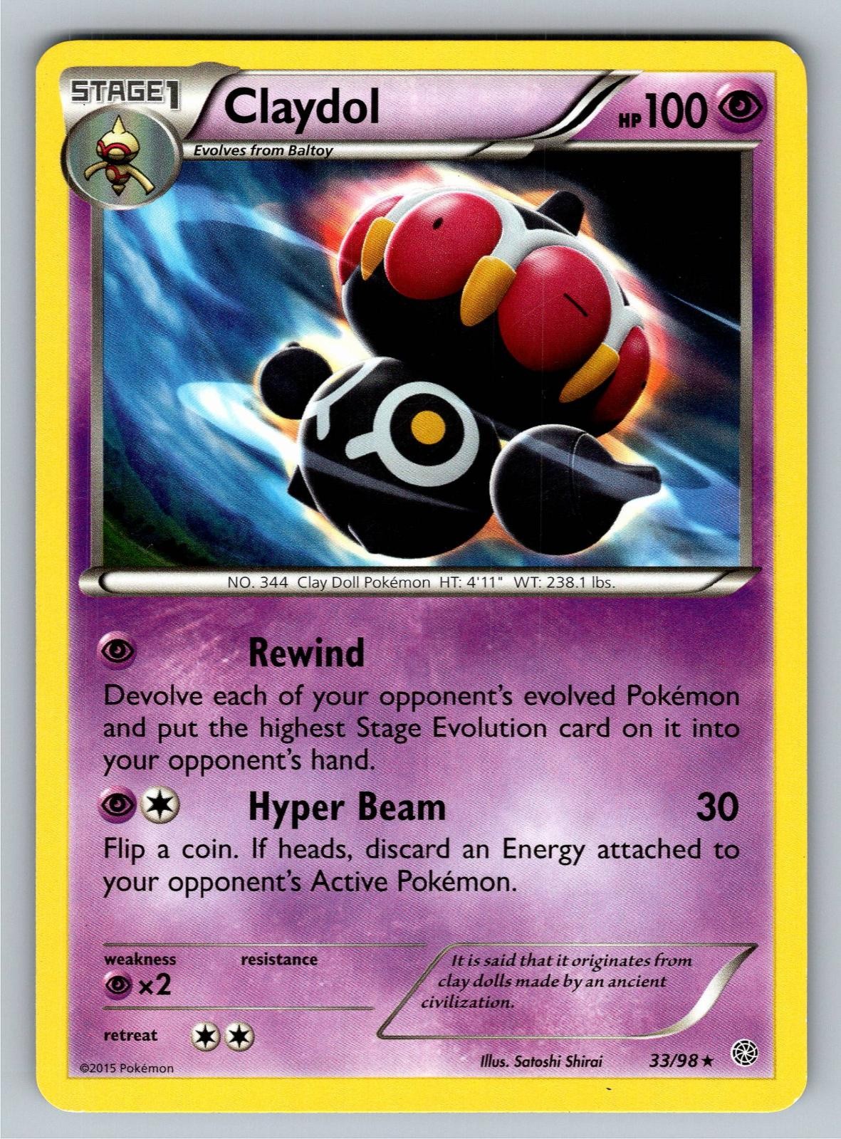 Claydol 33/98 Rare Ancient Origins Pokemon Lightly Played
